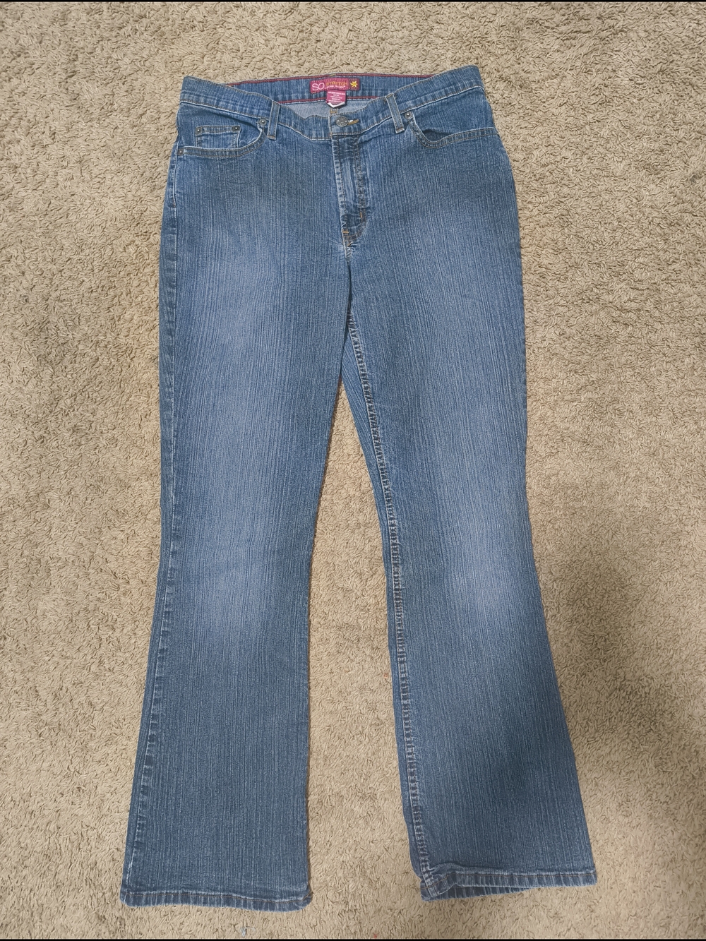 Blue Flare Jeans with Subtle Fade — Unbranded